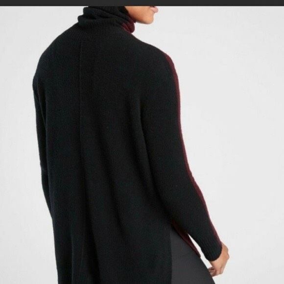 Athleta Merino Transit Merino Wool Blend Turtleneck Sweater Color Block High-low - Picture 3 of 11